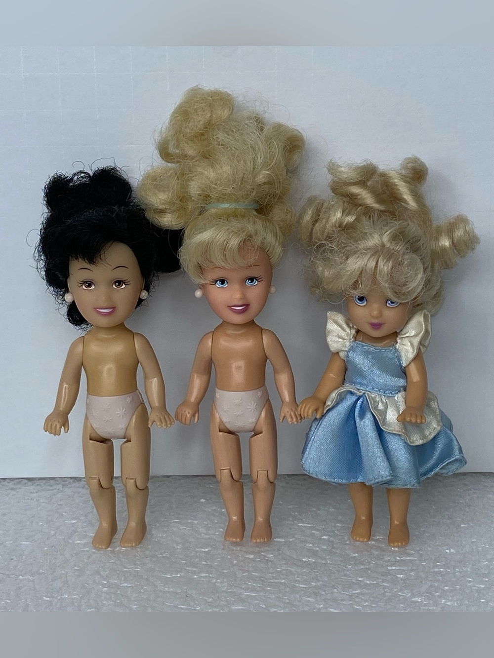 Lot of 3 Disney Store Exclusive Princess Small Mini Dolls Rooted Hair